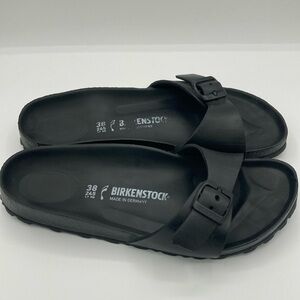 BIRKENSTOCK EVA Madrid Black Rubber Slide Sandals Women Size 38/US 7-7.5